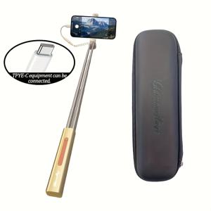 TEMU 휴대폰 텔레스코픽 셀카봉, 여행용 사진 장비 보관에 편리한 180도 회전, 안정적인 이중 폴 구조, for Samsung/LG/Huawei/Xiaomi 스마트폰 미디어 촬영을 위한 특별한 Vlog 도구