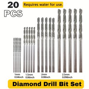 TEMU 유리, 보석, 주얼리, 해변 유리, 조개껍데기 및 보석용 드릴 비트 20개 세트 (0.8mm, 1mm, 1.5mm, 2mm, 2.5mm 사이즈)