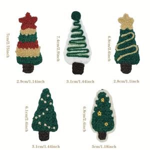 TEMU 5pcs 크리스마스 패치 스티커, 작은 크리스마스 트리 자수 직물 패치, 의류, 청바지, 재킷, 바지, 드레스, 신발, 모자, 핸드백, 배낭에 적합|린넨