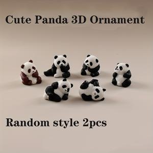 TEMU 2 무작위 판다 수지 인형 장식 비즈 DIY 장식 액세서리 자동차 데스크탑 풍경 펜던트 작은 장식품