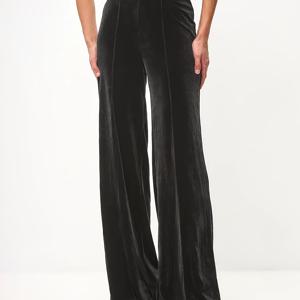 TEMU 여성용 트렌디 루즈핏 우아한 벨벳 롱 팬츠