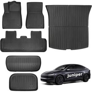 TEMU 2025년형 TESLA 모델 Y Juniper TPE용 전천후 차량용 바닥 매트, 좌측 핸들 5인승 모델에 적합, 트렁크 액세서리 포함.