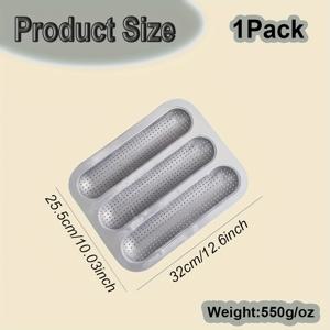 TEMU 3 슬롯 긴 프랑스 빵 모양 - 비착성, 오븐 안전 탄소 스틸 직사각형 베이킹 팬, 완벽한 모양의 빵을 만듦, 추수감사절, 크리스마스, 부활절, 할로윈, 한카, 주방 필수품| 우아한 주방 용품| 비착성 표면, 빵 모양