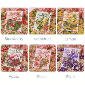 TEMU 72개 (6개) 대형 재사용 가능한 과일 테마 스티커 DIY 일기장, 스크랩북, 문구, 인사 카드, 사진, 물병, 폰 케이스, 장식 패치, 편지 봉투 선물 포장 봉인, 또한 아름다운 작은 선물|일기장