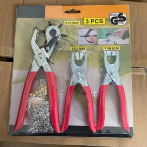 TEMU 레더 홀 펀치 도구 3종 세트 (속이 빈 펀치, 벨트 홀 펀치, 아일렛 플라이어 포함). 빨간색 고무 그립이 있는 회전식 수동 디자인으로 벨트, 재봉 프로젝트 및 공예에 적합합니다. 매니아를 위한 완벽한 선물입니다.