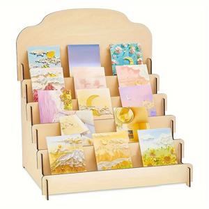 TEMU 1개 우아한 나무 카드 전시대 - 삼각 포스터 및 엽서 정리함, 보석 보관 선반, 데스크탑 화장품 홀더, 메모패드 & 명함 선반, 4가지 이상의 용도로 사용 가능한 크리스마스 카드 쇼케이스