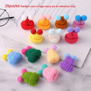 TEMU 25개 미니 니트 실 크리스마스 모자 장식 - 핸드메이드 미니 비니 장식 (염색 없음), 크리스마스 트리 장식, DIY 공예 액세서리, 크리스마스, 추수감사절, 졸업식용 - 인간 및 반려동물용