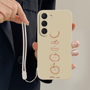 TEMU 삼성 S25Ultra/S25+/S25/S24Ultras24Plus/S24/S23Ultra/S23Plus/S23/S22Ultra/S21Plus/S20Plus/S20Fe5G/Note10+/Note20Ultra를 위한 귀여운 만화 폰 커버, 사과 디자인과 TPU 손끝 스트랩이 포함되어 있습니다.