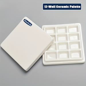 TEMU 12구 세라믹 워터컬러 팔레트 - 독성 없는 쉬운 청소 표면, 3.94인치 정사각형 아크릴·과슈·수채화용 개별 웰 분리형 파란색 팔레트 - 휴대용 미술 도구 정리함, 창의적인 취미 활동가를 위한 견고한 디자인