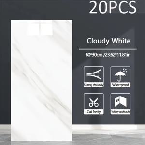 TEMU 20개 셀프 접착 벽 스티커, 세라믹 타일 모양의 유광 마감, 주방 및 욕실의 방수 및 방유 기능을 위해 설계, 벽 장식에 적합|스티커