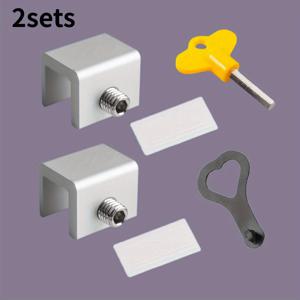 TEMU 2개 창문 잠금 장치, 조절 가능한 윈도우 락 - 내구성 있는 알루미늄 합금 소재와 블랙 하트 키 및 옐로우 렌치 포함, 드릴 없는 설치, 홈 보안 보호용 도어 & 윈도우 알루미늄 안전 클램프, 강화된 가정 안전, 스타일리시 메탈 마감 | 내구성 있는 금속 부품, 가정용 도어락