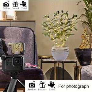 TEMU 1개 LED 조명이 있는 사실적인 올리브 가지 나무 - 배터리 작동식 실내/외 휴일 장식, 꽃병 불필요, 추수감사절, 크리스마스, 발렌타인데이, 결혼식 & 홈 데코레이션용 - 튼튼한 가지 & 줄기, 올리브 나무 장식