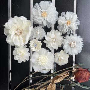 TEMU 10개 베이지색 꽃무늬 패브릭 플라워 - 레이어드 페탈 디자인, 우아한 웨딩·생일·프로미 장식용 폴리에스터 꽃, DIY 플로랄 아레인지먼트·센터피스·가랜드·홈·이벤트·공예 액세서리, 섬세한 디테일의 내구성 있는 홈 데코 소품