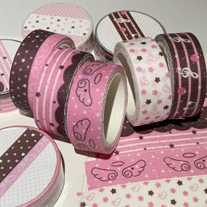 TEMU 반짝이는 갈색 딸기 초콜릿 와시 테이프 5개 세트 - 핑크 별 날개 & 날개 디자인 - 귀여운 저널 장식, 스크랩북, 선물 봉투 스티커, 플래너, DIY 공예, 웨딩, 파티 용품 - 접착 테이프 세트