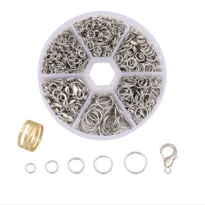 TEMU 1040개입 박스당 - 구리 반지, 랍스터 걸쇠, 오픈 점프 링 포함, 팔찌 및 목걸이 제작을 위한 정리된 주얼리 제작 용품 키트. 비즈 및 주얼리 공예에 적합.
