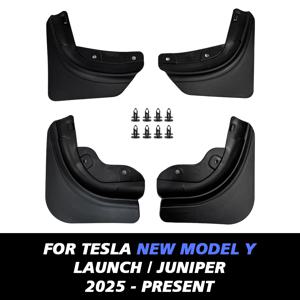 TEMU 2025 테슬라 모델 Y 머드 플랩 - 헤비듀티 블랙 스플래시 가드, 준파이어 트림 레벨 호환, 이지 설치 클립 포함, 먼지 및 물손상 방지