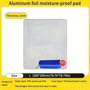 TEMU 1개 대형 알루미늄 호일 방습 매트, 사계절 내구성 보온 캠핑 패드, 양면 방습 및 단열, 휴대용 야외 피크닉 텐트 매트, 해변, 캠핑, 뒷마당용, 3가지 사이즈, 캠핑 액세서리, 반사 표면, 고품질 소재, 경량 매트