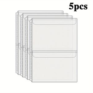 TEMU 5pcs A4 바인더 포켓 지퍼 없는 현금 봉투 2 포켓 바인더 슬리브 플랩 바인더 포켓 느슨한 잎 삽입 폴더 사진 카드 슬리브 파일링 가방|포카바인더