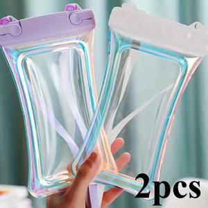 TEMU 2개 세트 휴대폰 방수 가방 레이저 TPU 야외 다이빙 터치스크린 수영 특화 워터파크 드리프트 장비 보관용 가벼운 플라스틱 방수 건조백, 매달기 끈 포함 전문가용 폰 케이스