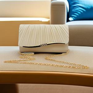 TEMU 우아한 여성용 클러치 핸드백, 분리 가능한 숄더 스트랩 - 자석 잠금, 나일론 안감, 폴리에스터 소재, 결혼식, 파티 및 정장 행사용 (검정색/베이지/화이트), 웨딩 액세서리, 세련된 스타일, 부드러운 질감