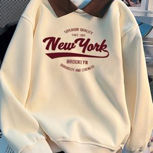 TEMU 여아 스웨트셔츠, 신상 봄/가을 아동용 상의, 스타일리시 칼라, 중고령 여아를 위한 캐주얼 베이스 레이어 셔츠