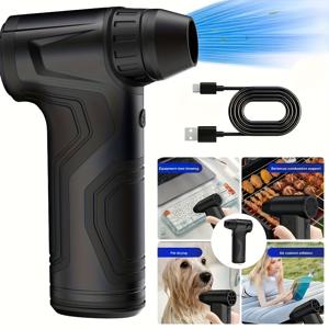 TEMU 110000RPM 전문가용 자동차 에어 드라이어 & 블로워 - 휴대용 터빈 강력 팬, 무선 헤어 드라이어 블로워, 무선 에어 먼지떨이, USB-C 충전식 차량용 에어 블로워 (차량 건조/설상 해제/캠핑용), 청소 도구 | 남성용 가젯 선물|차량용선풍기|캠핑선풍기