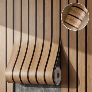 TEMU 셀프 접착식 2.1mm 두께 우드룩 프린팅 그리드 패턴 벽 데칼, 우드 그레인 효과 벽지 - 거실 특징 벽, 침실, 캐비닛, 복도용