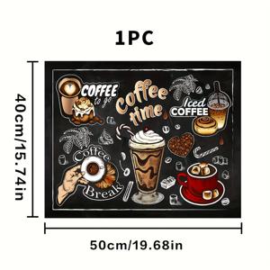 TEMU 1개 다이아토마이트 커피 테마 흡수 매트 - 커피 머신 호환, 미끄럼 방지 내열 주방 카운터탑 유출 흡수기, 빈티지 커피콩 디자인, 테이블, 바 & 머신용 다이아토마이트 탑 플레이트