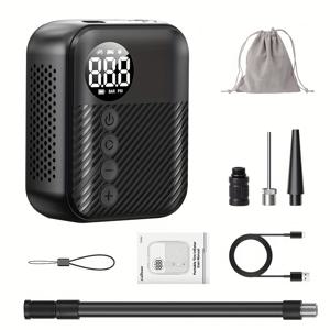 TEMU CaRSun 무선 타이어 공기 주입기 휴대용 에어 컴프레서 배터리 내장 150PSI 자전거 공기 펌프, 야구공 및 모터사이클용