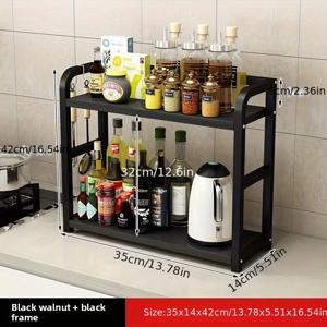 TEMU 헤비듀티 금속 주방 카운터탑 스파이스 랙 정리대 - 다층 선반, 공간 절약형 카운터탑 또는 바닥 설치용 스파이스 선반, 소형 주방 및 식당용 - 튼튼한 모던 디자인, 견고한 구조