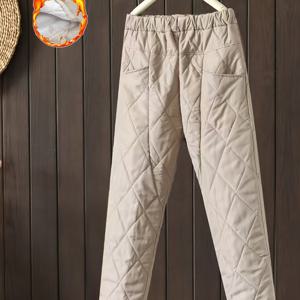 TEMU 스타일리시 여성용 가을/겨울 두꺼운 루즈핏 하이웨스트 스키니 팬츠 아우터웨어|냉장고바지|바지|여성의류