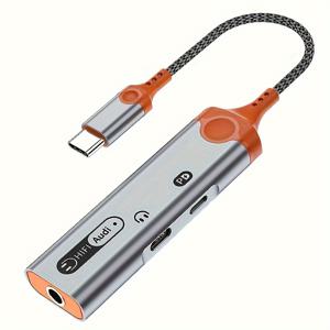 TEMU 3-in-1 Type C to USB C/3.5mm 헤드폰 어댑터, 60W 고속 충전 및 3.5mm 헤드폰 어댑터, 3-in-1 USB C to Aux 오디오 어댑터, 아이폰 16/15, 갤럭시 S24/S23 호환|헤드폰