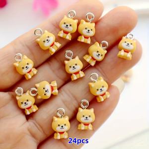 TEMU 24개 미니 10mm*8mm 레진 시바 이누 참, 귀여운 빨간 스카프 디자인, DIY 주얼리 만들기용, 카와이 액세서리, 팔찌, 목걸이, 키체인 및 공예 프로젝트에 적합
