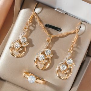 TEMU 4pcs 패션 드립 펜던트 목걸이 귀걸이 세트, 연회 결혼식 파티 휴가 콘서트 페스티벌 데일리 웨어 액세서리 우아한 심플 캐주얼 선물 베프용