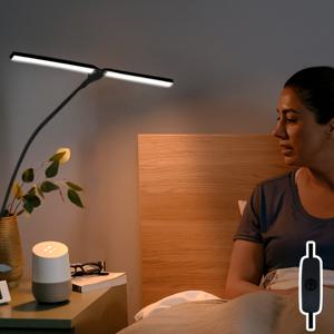 TEMU 1세트 USB 전원 유연한 이중헤드 데스크 램프, 클립 포함, 360° 조명 각도 조절 가능, 화이트 발광 버튼 제어, 사무실 컴퓨터 조명, 침실 독서 거실용, 홈 라이트, 작업 공간 조명, 슬림 디자인, 가벼운 무게, USB 램프, 학생 및 책 애호가를 위한 태스크 라이트