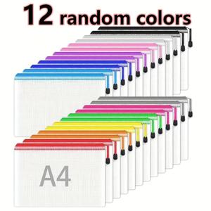 TEMU 12/16개 메쉬 지퍼 파우치, A4 사이즈 체스보드 게임 정리 가방 (랜덤 컬러) - 문구류 및 퍼즐 보관용