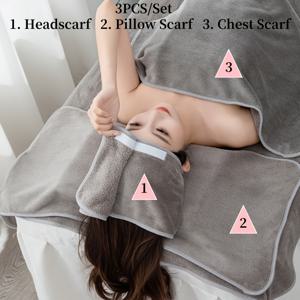 TEMU 3pcs/세트 살롱 페이셜 마사지 타월 세트 (헤어밴드, 베개 타월, 가슴 타월 포함), 스킨 케어 관리용
