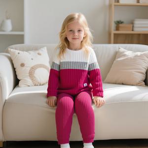 TEMU 2개 세트 여아용 라운드넥 니트 긴팔 세트, 창의적인 컬러 블록 패치워크, 레터 패치 장식, 솔리드 컬러 리브드 스트레치 원단, 봄과 가을용, 1-8세 여아에게 적합. 데일리 캐주얼 웨어와 스포츠에 적합한 스타일, 여아를 위한 이상적인 선물. 야외 활동에 적합, 야외 활동에 완벽