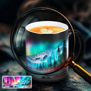 TEMU 오로라 컬러 체인징 컵 - 색상 변화와 오로라 디자인, 데이 세라믹 커피컵, 친구와 가족을 위한 휴일 선물용 11oz 세라믹 머그잔