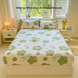 TEMU 1개 프린트 퀼팅 매트리스 프로텍터, 부드럽고 편안한 침구류, 100% 폴리에스터, 플로라 패턴, 싱글/트윈/풀 사이즈 - 침실 및 게스트룸용, 베개 커버 및 필로우 코어 미포함