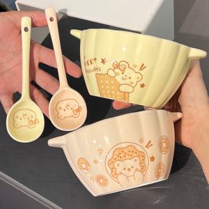 TEMU 2세트 - 귀여운 호박 모양 세라믹 그릇과 숟가락, 샐러드 그릇, 과일 그릇, 수프 그릇, 시리얼 그릇, 스낵 그릇, 파스타 그릇, 독특한 세라믹 식기, 할로윈 식기, 크리스마스 식기, 오븐 전자레인지 식기세척기 안전, 주방 용품, 식기 액세서리, 크리스마스에 가장 적합, 추수감사절에 완벽|전자레인지|식기세척기|식기세척기