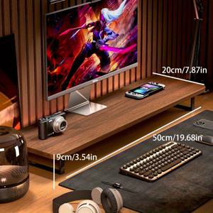 TEMU 모니터 라이저 스탠드, 인체공학적 높이 조절 기능의 목재 데스크 오거나이저 - 사무실 및 홈워크스페이스용; 4계절 사용 가능