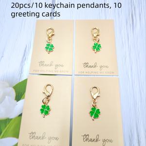 TEMU 20개/10세트 - 에나멜 클로버 키체인 펜던트 & 링 세트 - 행운의 장식, 열쇠고리 및 가방용 - 내구성 강한 합금 소재 - 아일랜드 스타일 선물, 애완동물 ID 태그 & DIY 공예 - 우아하고 가벼운 패션 액세서리 - 일상 필수 아이템 - 크리스마스 & 할로윈 선물 - 2가지 디자인 제공|키링|키링부자재