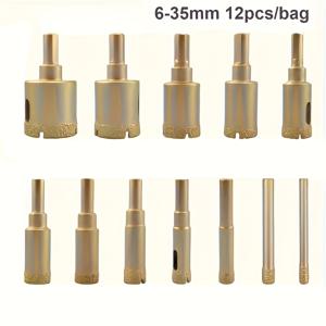 TEMU 12pcs 코팅 드릴 비트 세트, 6-35mm 홀 쏘 키트 (유리, 대리석, 화강암, 석재, 타일, 세라믹용) - 수동 공구, 플라스틱 케이스 미포함
