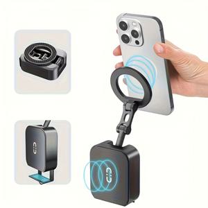 TEMU 각도 조절 및 접이식 디자인의 마그네틱 휴대폰 거치대 - 튼튼한 ABS 소재, 견고한 마그네틱 베이스, iPhone 17, Air, Pro, Pro Max 호환, 안전한 클램프 및 안정적인 발판으로 가정 및 사무실에서 사용하기 좋은 최신형 휴대폰 홀더