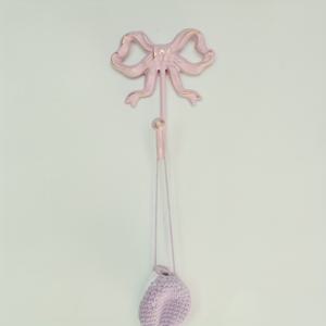 TEMU 핑크 캐스트 아이언 보우 키 후크 - 골드 액센트가 있는 우아한 다기능 벽걸이 열쇠 홀더 & 코트 랙, 데이, 결혼식, 크리스마스, 이스터, 추수감사절을 위한 공간 절약형 현관 장식 - 내구성 있는 금속 홈 오거나이저, 키 행거 벽, 웨딩 , 장식용 악센트, 정교한 디테일링, 다용도 액세서리