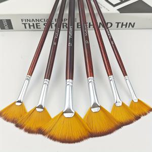 TEMU 6pcs 전문가용 페인트 브러쉬 세트 - 긴 나무 손잡이 & 내구성 있는 황동 페룰, 헤비듀티 나일론 브리슬, 팬형 팁으로 아크릴, 수채화, 유화, 구아쉬 작업에 적합 - 골든 팁 & 천연 나무 손잡이, 색상 코드 페룰로 쉽게 식별 가능 - 전문가 및 취미 를 위한 올인원 페인팅 키트, 넓은 획과 디테일 작업에 이상적|아크릴물감