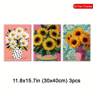 TEMU 3개 세트 벽걸이 아트, 생동감 넘치는 컬러 포스터, 클래식 뷰티 프린트 캔버스 액자, 펫랄 매력 캔버스 프린트, 트렌디한 거실·침실·모던 홈오피스 인테리어 소품, 2D 플랫 액자 포함 [2D 평면]