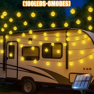 TEMU 태양광 볼 RV 스트링 조명, 8가지 조명 모드가 있는 태양광 장식등, RV 크리스마스 웨딩 파티 나무 거리 산책로 및 기타 장식용