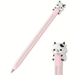 TEMU 귀여운 소 실리콘 펜 슬리브 | Huawei M-Pencil 1세대/2세대/3세대 호환, 만화 머리 정전식 보호 케이스, 크리스마스 선물